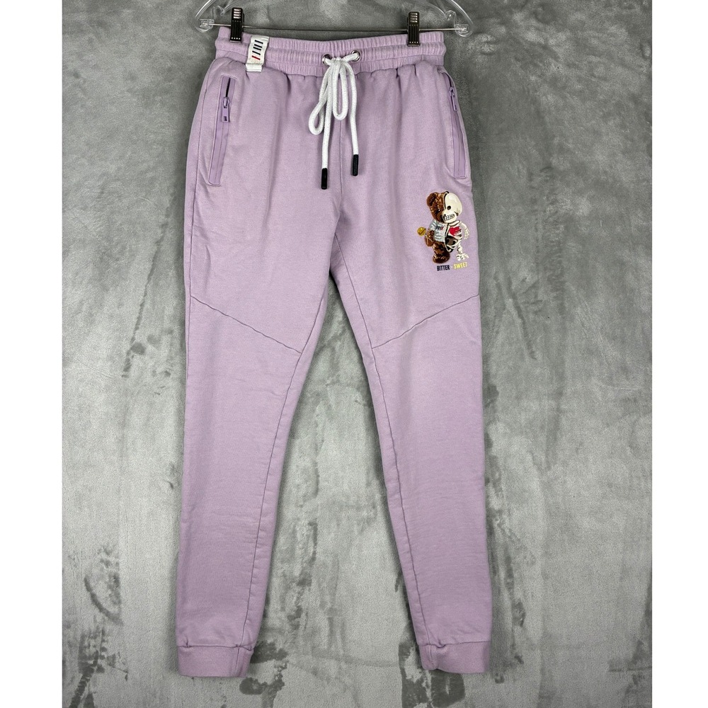 Fifth Loop Mens Lavender Purple Graphic Teddy Bear Skeleton Joggers Size M